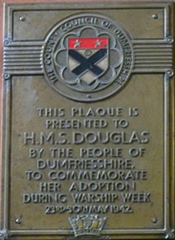 The Plaque presented by Dumfriesshire to HMS Douglas
