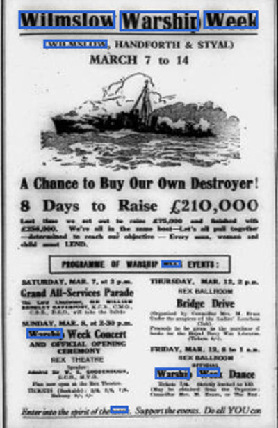Programme for Warship Week in Wilmslow March 1842