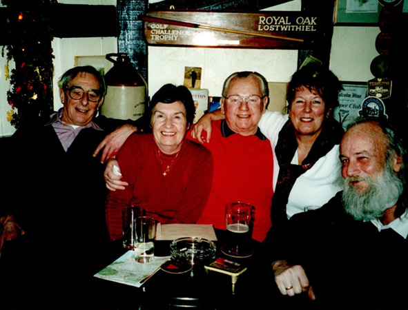 With friends in pub in Lostwithiel