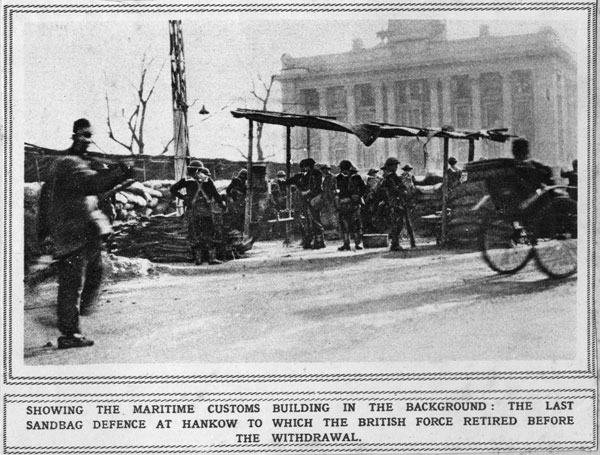 Baricade outside Maritime Customs Building Jan 1927