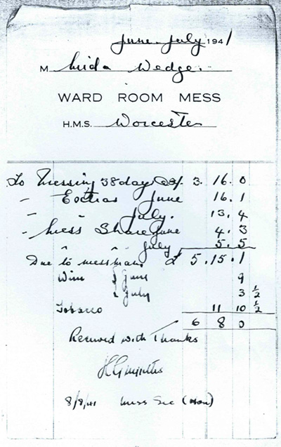 Bill Wedge's Mess Bill, 1941
