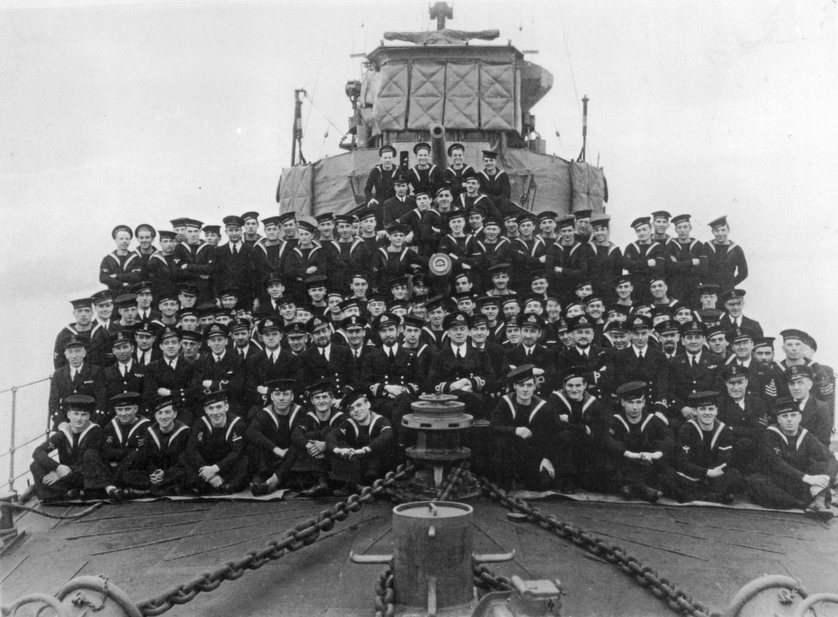 The ship's company of HMS Worcester after Dunkirk 1940